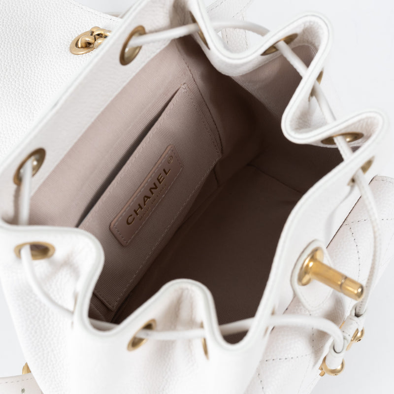 Pre-Loved Chanel ™ White Pebbled Leather Duma Backpack
