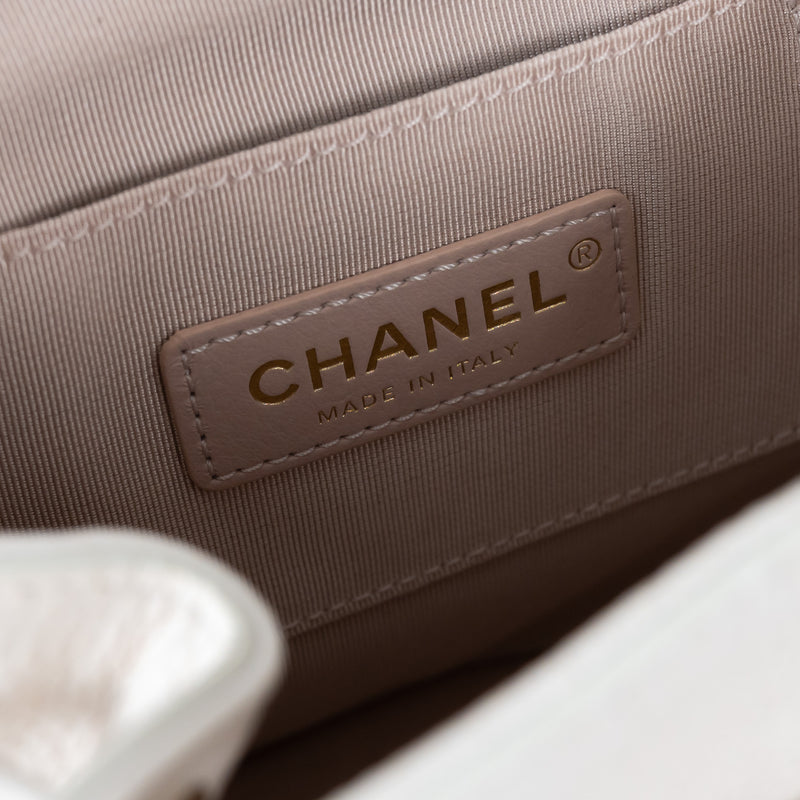 Pre-Loved Chanel ™ White Pebbled Leather Duma Backpack