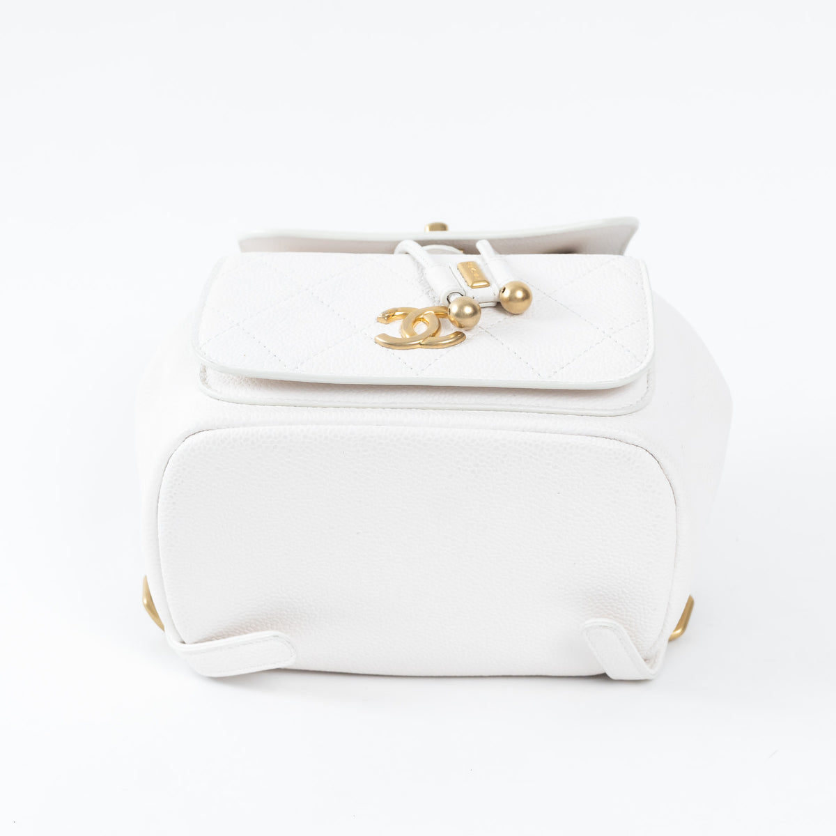 Pre-Loved Chanel ™ White Pebbled Leather Duma Backpack