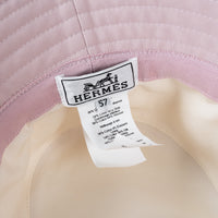Hermes Pink Bucket Hat with Embroidered Logo Size 57