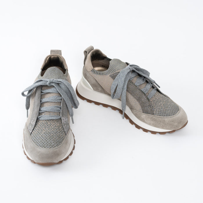 Brunello Cucinelli Grey Knit Sneakers Size 37