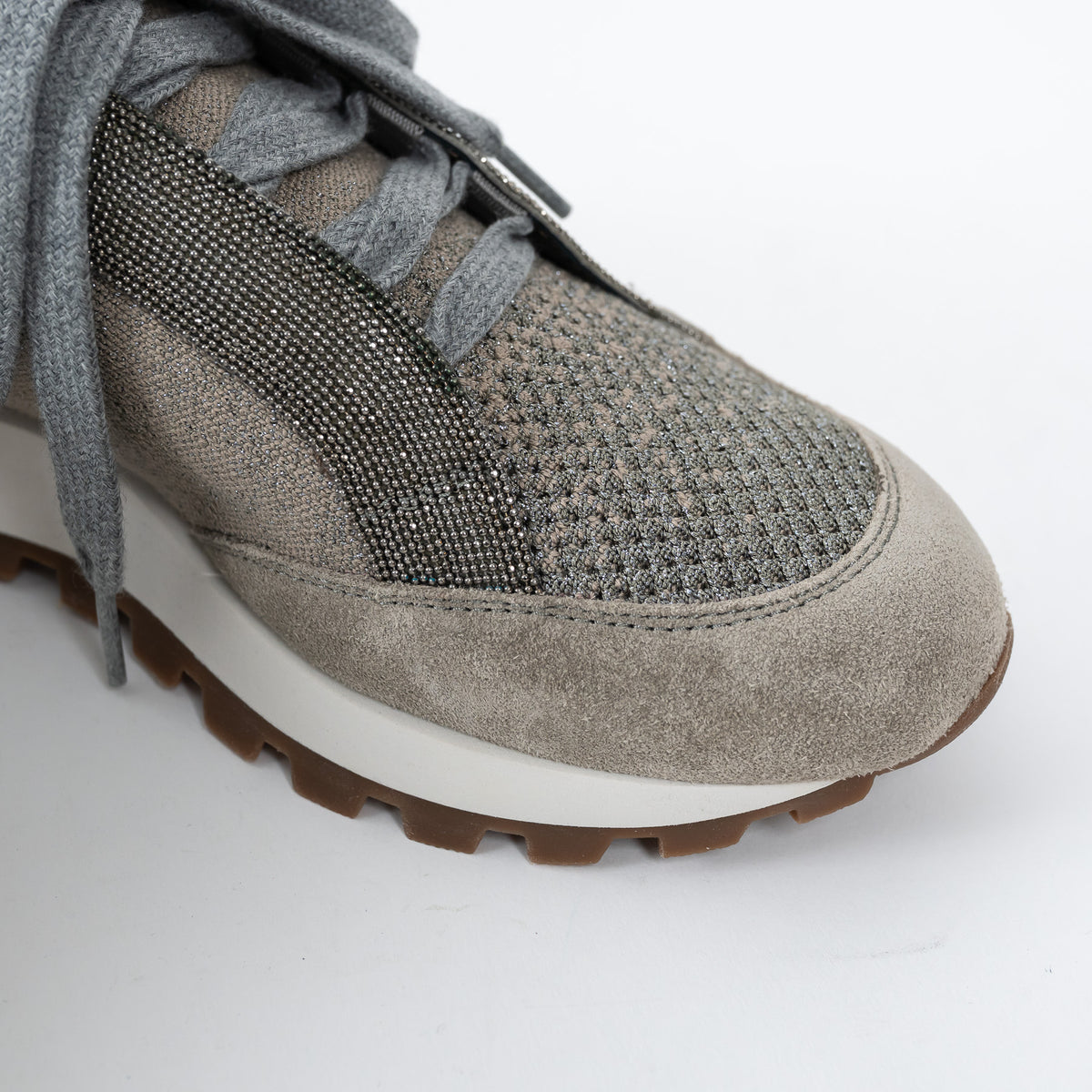 Brunello Cucinelli Grey Knit Sneakers Size 37