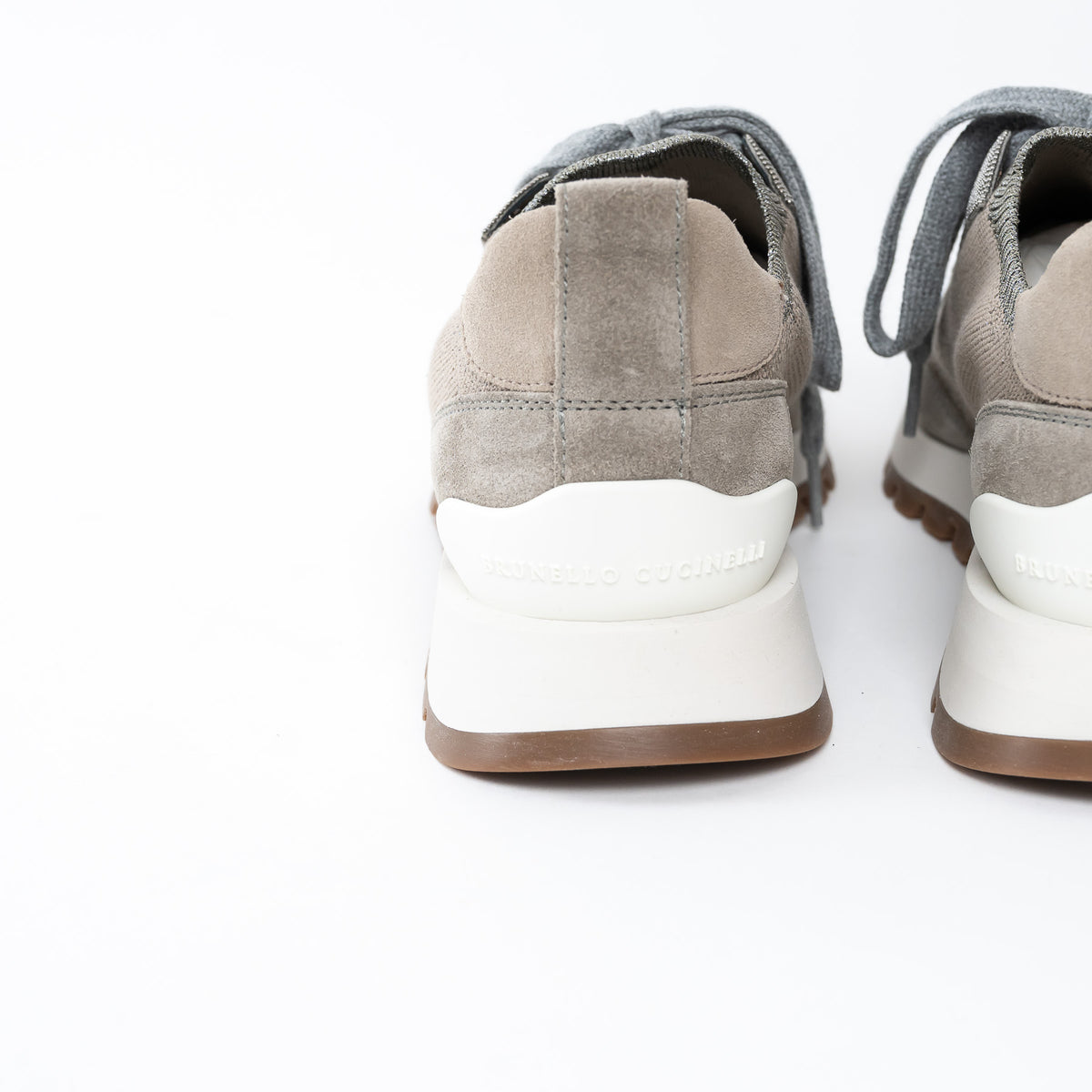 Brunello Cucinelli Grey Knit Sneakers Size 37