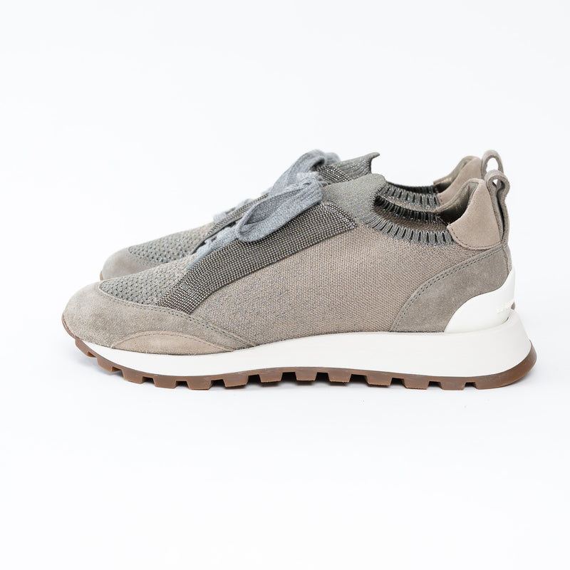 Brunello Cucinelli Grey Knit Sneakers Size 37