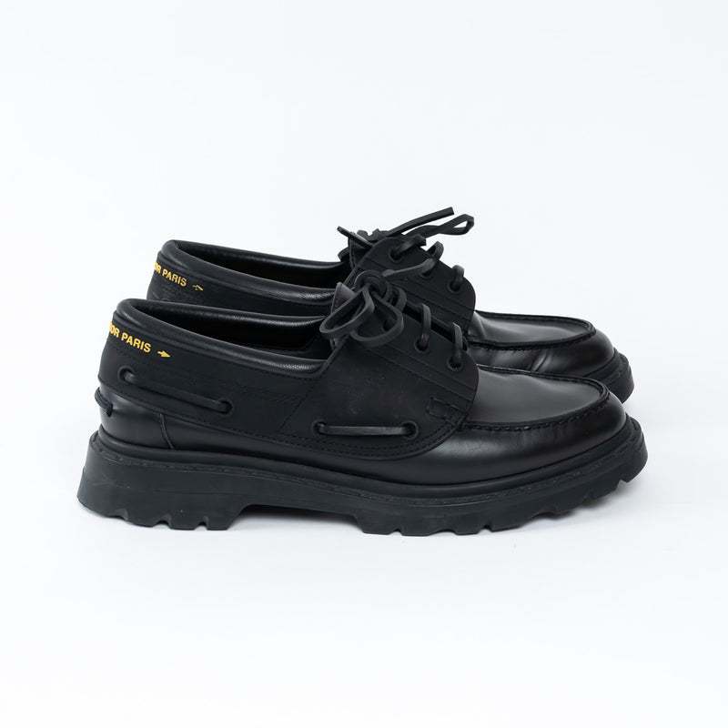 Dior Black Leather and Rubber Boat Style Loafer Size 39