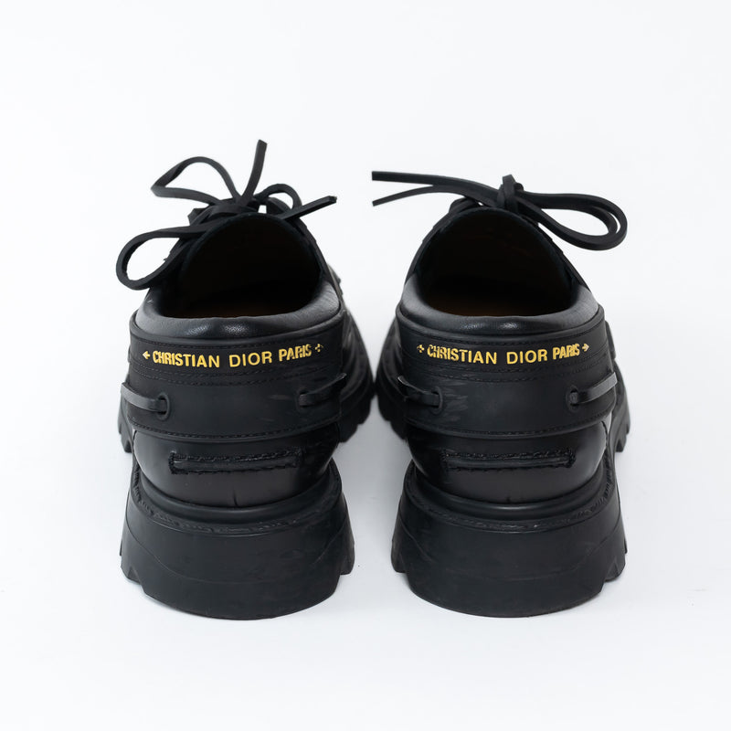 Dior Black Leather and Rubber Boat Style Loafer Size 39