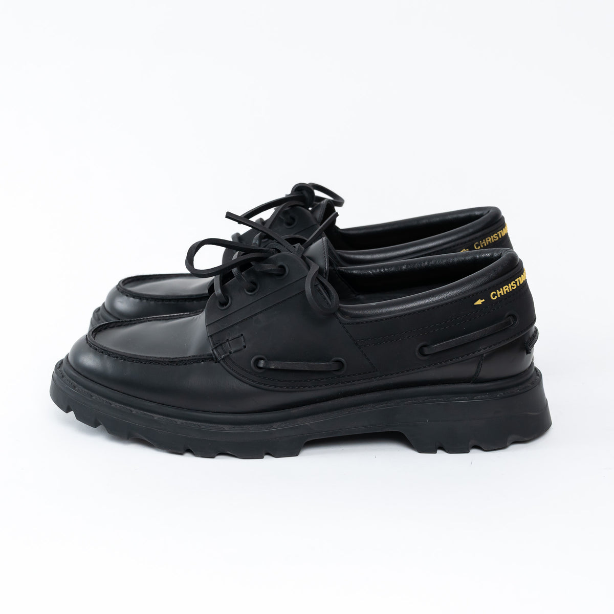 Dior Black Leather and Rubber Boat Style Loafer Size 39