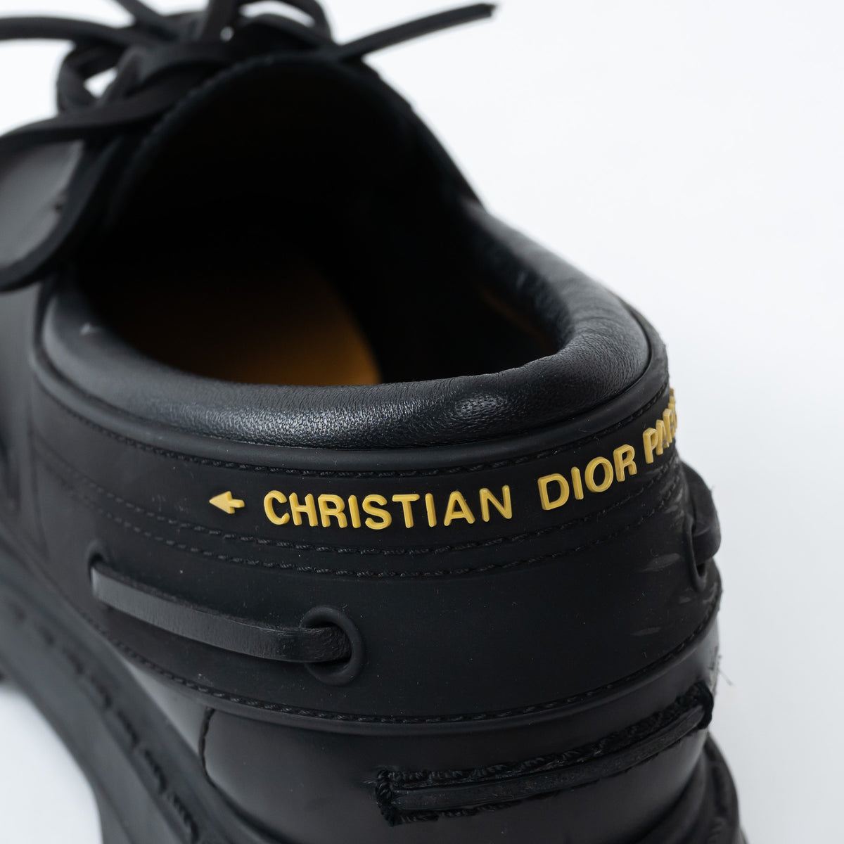 Dior Black Leather and Rubber Boat Style Loafer Size 39