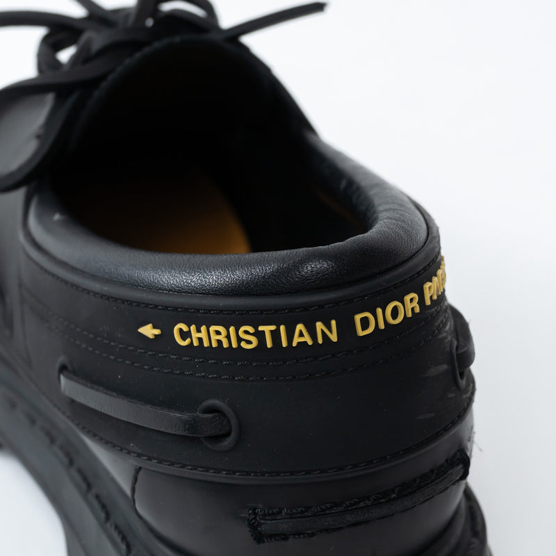 Dior Black Leather and Rubber Boat Style Loafer Size 39