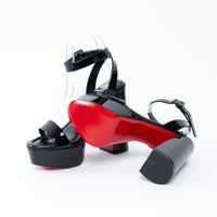 Christian Louboutin Black Patent Leather Movida Sabina Platform Sandals Size 37
