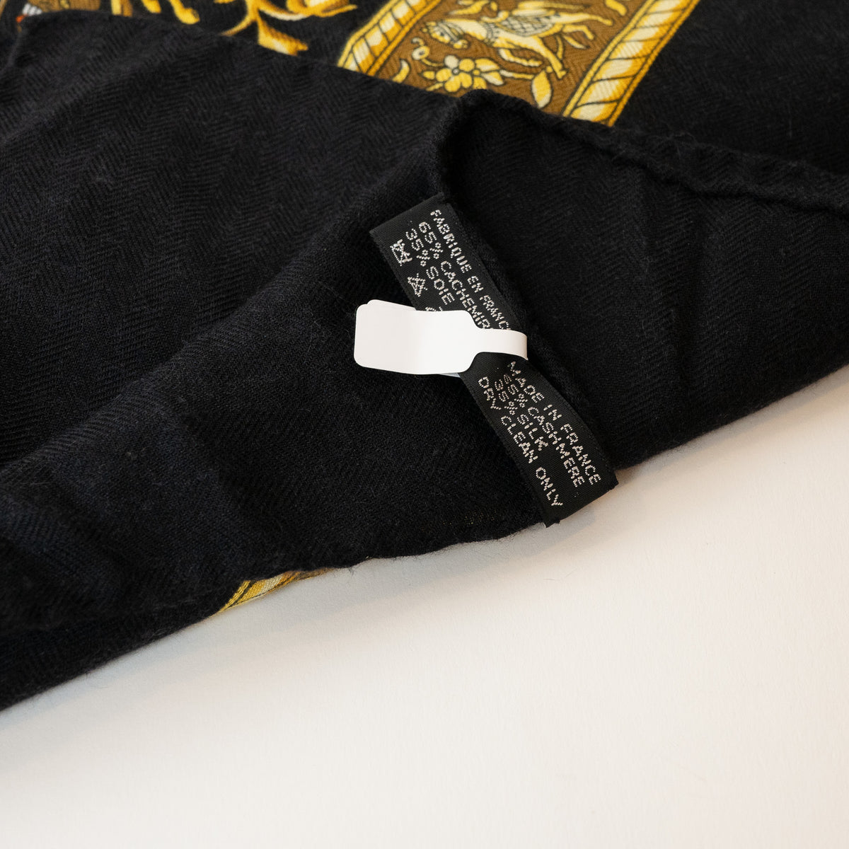 Hermes Black and Gold Silk Chasse En Inde Scarf 90