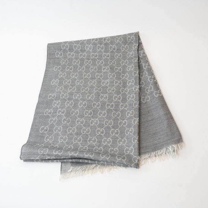 Gucci Grey Fabric Scarf