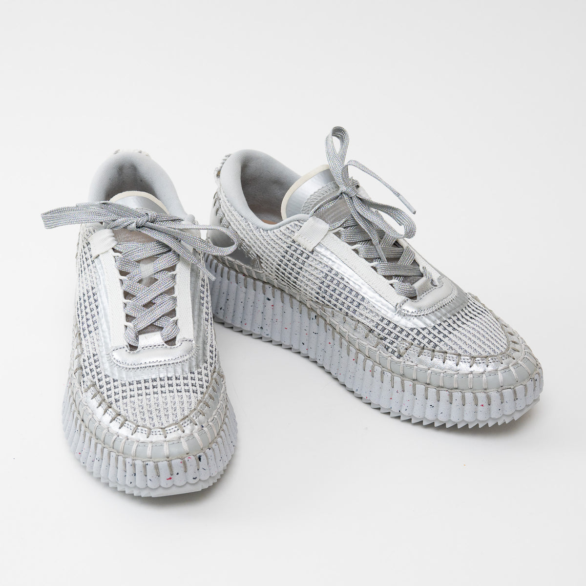 Chloe Nama Recycled Mesh Sneakers in silver