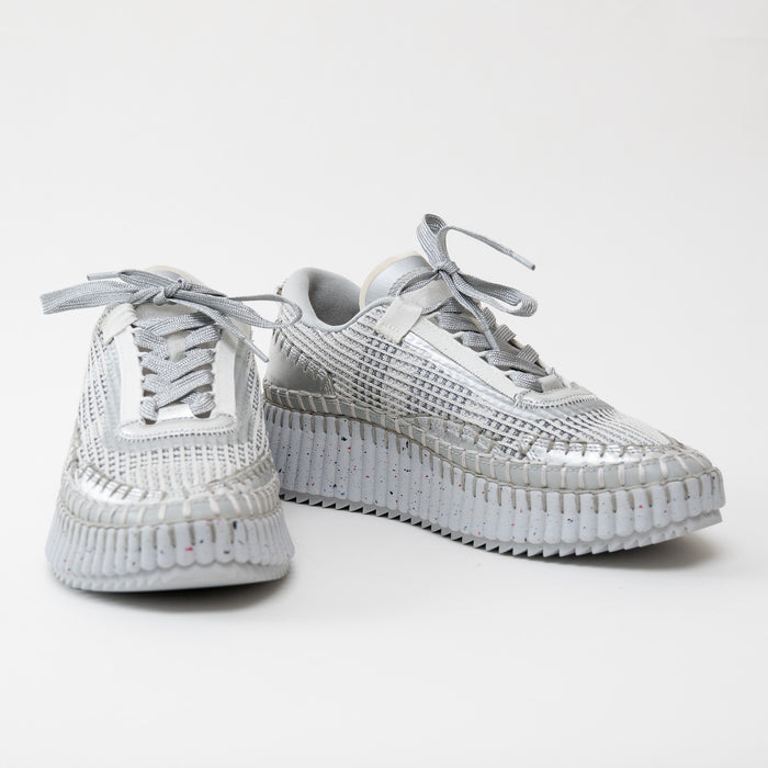 Chloe Silver Nama Recycled Mesh Sneakers Size 38