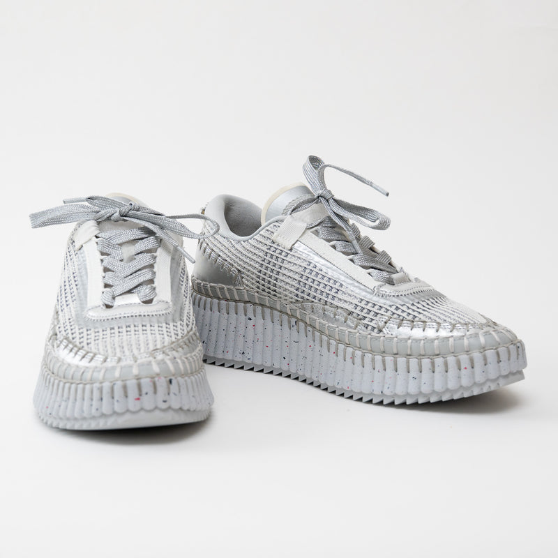Chloe Silver Nama Recycled Mesh Sneakers Size 38