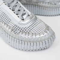 Chloe Silver Nama Recycled Mesh Sneakers Size 38