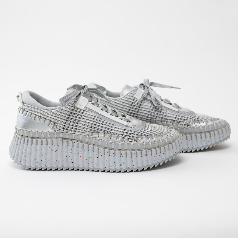 Chloe Silver Nama Recycled Mesh Sneakers Size 38