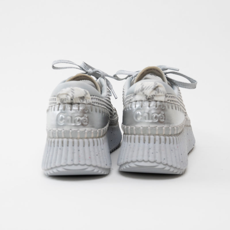 Chloe Silver Nama Recycled Mesh Sneakers Size 38