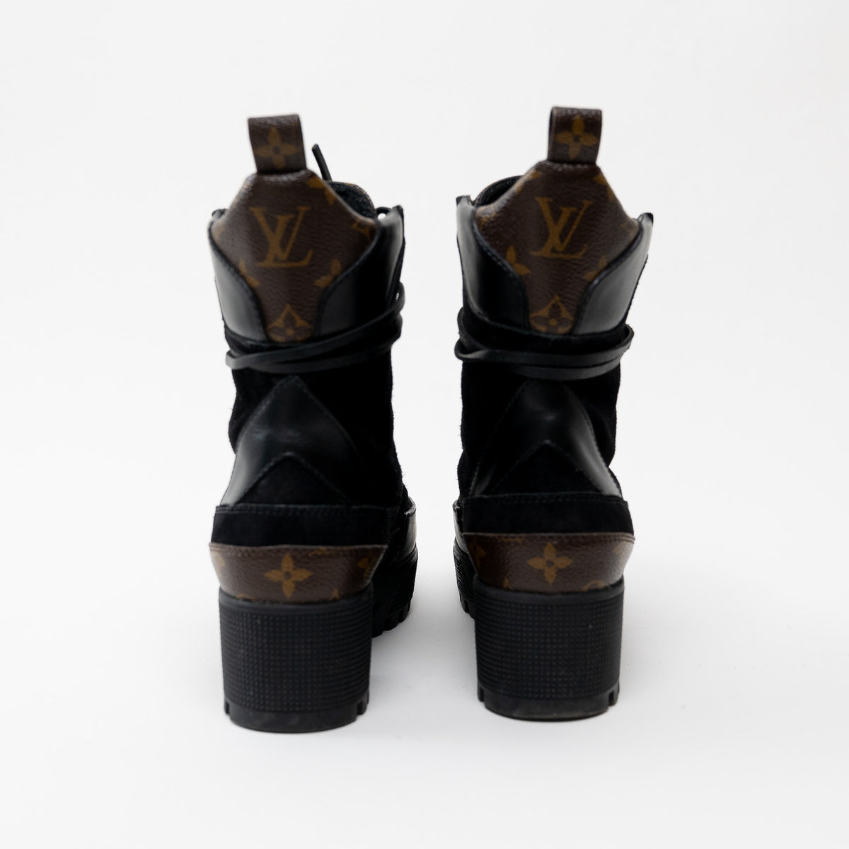 Louis Vuitton Monogram Canvas Black Suede Laureate Platform Desert Boot 36.5