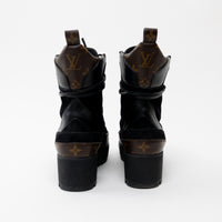 Louis Vuitton Monogram Canvas Black Suede Laureate Platform Desert Boot 36.5