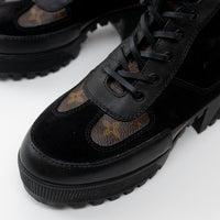 Louis Vuitton Monogram Canvas Black Suede Laureate Platform Desert Boot 36.5