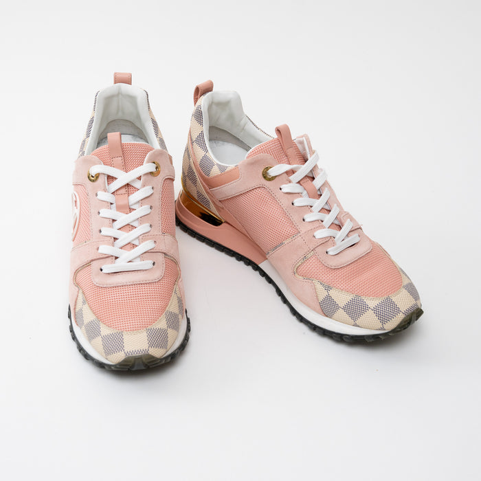 Louis Vuitton Pink Suede Damier Azur Canvas Run Away Sneakers Size 39