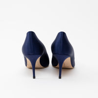 Manolo Blahnik Blue Suede Heels with Crystal Embellishments Size 38