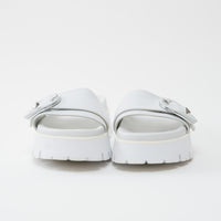 Jimmy Choo White Nappa Leather Slides with White and Silver Buckle Size 38.5