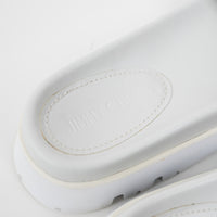 Jimmy Choo White Nappa Leather Slides with White and Silver Buckle Size 38.5