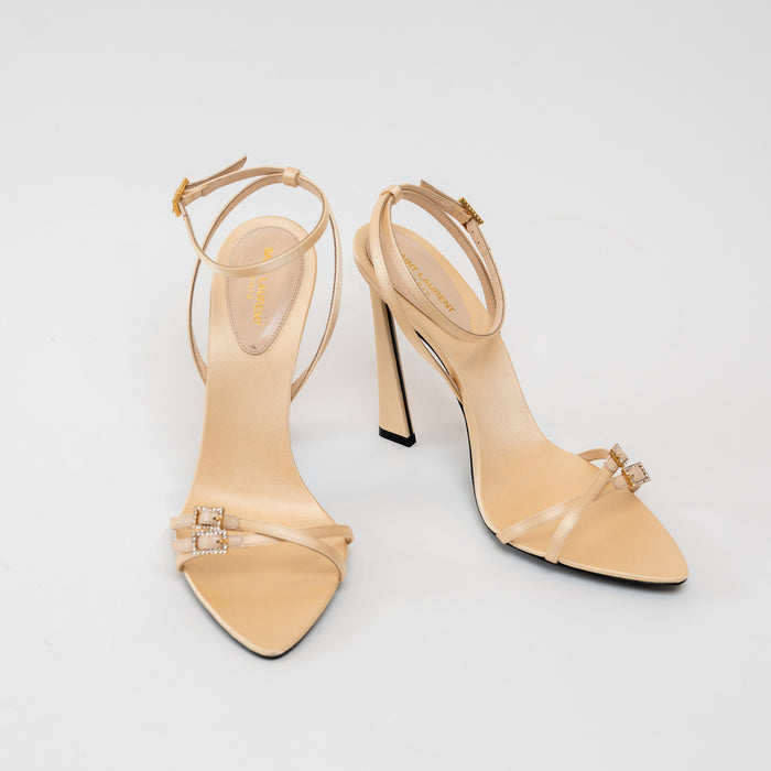 Saint Laurent Cream Satin Sandals Size 39.5