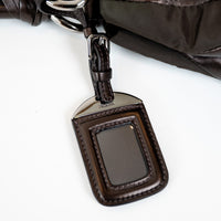 Prada Brown Tessuto Nylon and Metallic Brown Grained Leather Hobo Bag