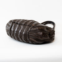 Prada Brown Tessuto Nylon and Metallic Brown Grained Leather Hobo Bag