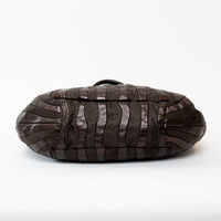 Prada Brown Tessuto Nylon and Metallic Brown Grained Leather Hobo Bag
