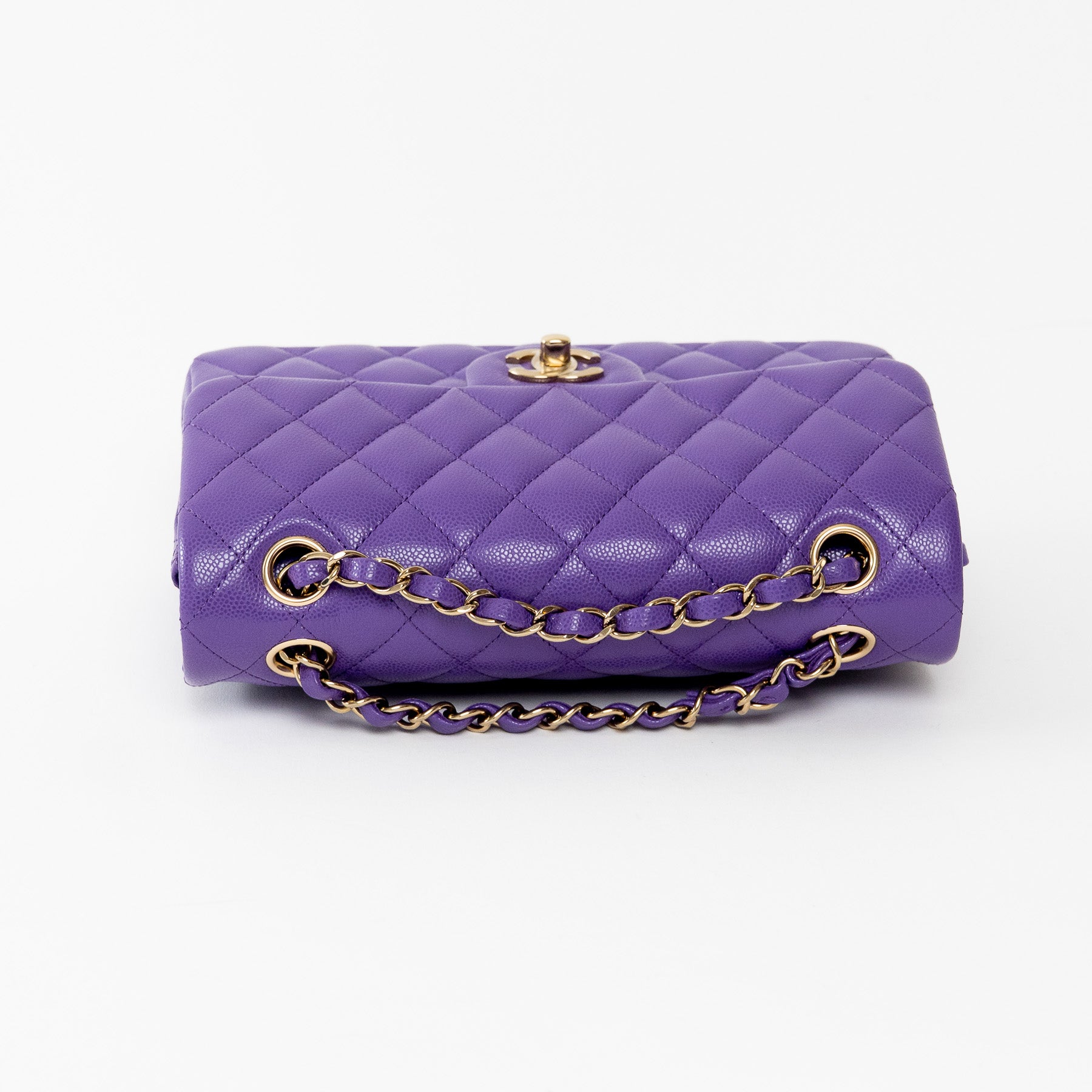 Pre-Loved Chanel™ Purple Caviar Small Size Quilted Leather Double