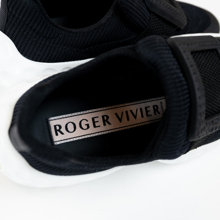 Roger Vivier Black Fabric Mesh Sneakers Size 34.5