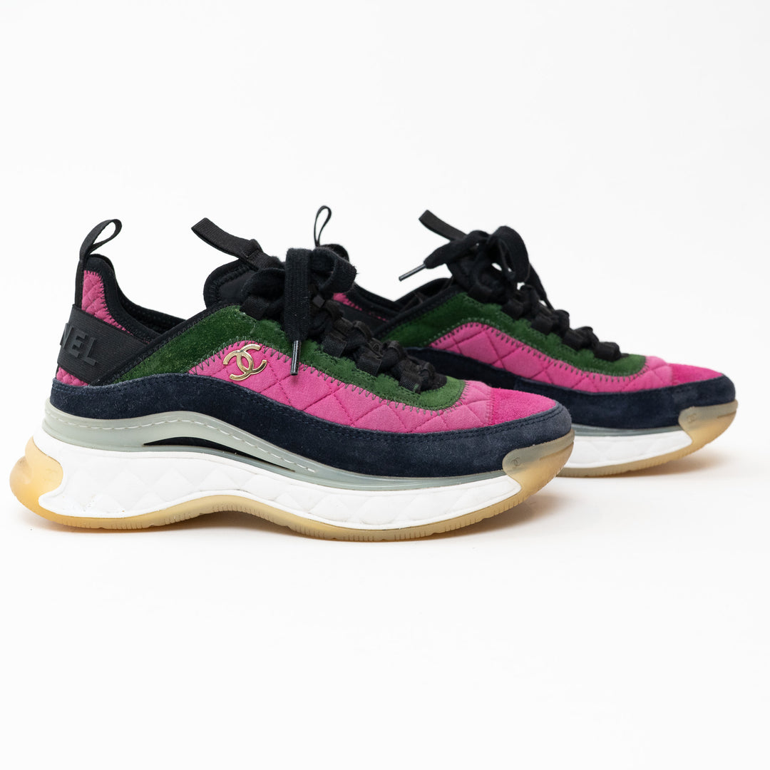 Pre-Loved Chanel™ Multicolor Suede Sneakers Size 36