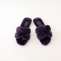 Hermes Oran Sandals in Violet Shearling