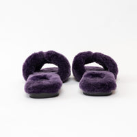 Hermes Violet Shearling Oran Sandals Size 37