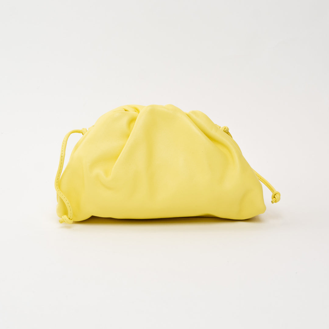 Bottega Veneta "The Mini Pouch" Clutch in Yellow Calfskin Leather 