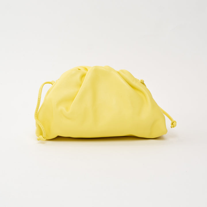 Bottega Veneta "The Mini Pouch" Clutch in Yellow Calfskin Leather 