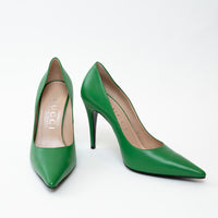 Gucci Green Grained Pump Heels Size 39.5