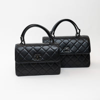 Pre-Loved Chanel™ Black Grained Quilted Leather Large Trendy Bag