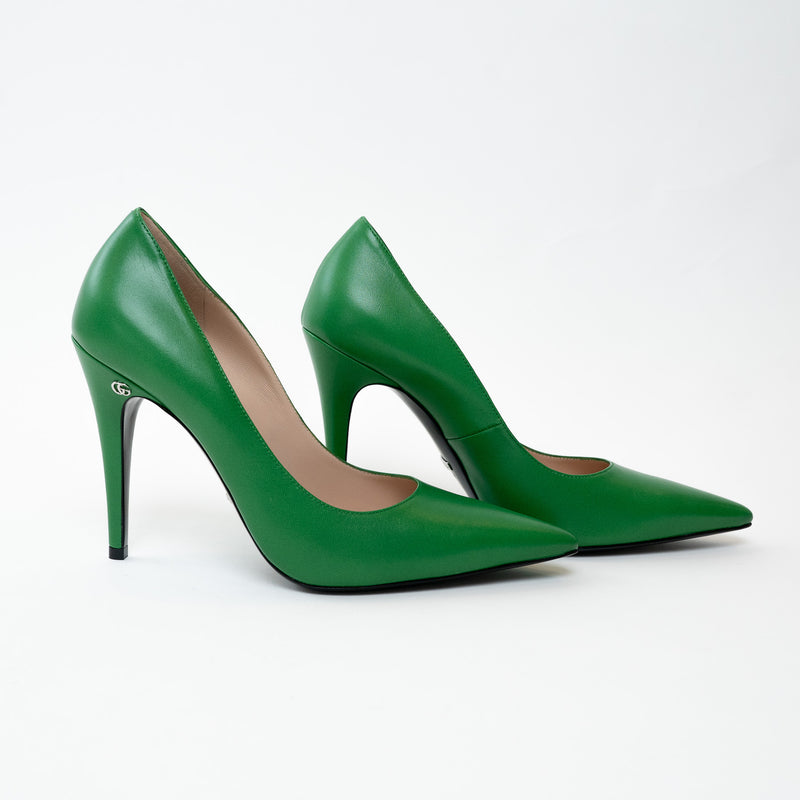 Gucci Green Grained Pump Heels Size 39.5
