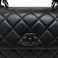 Pre-Loved Chanel™ Black Grained Quilted Leather Large Trendy Bag