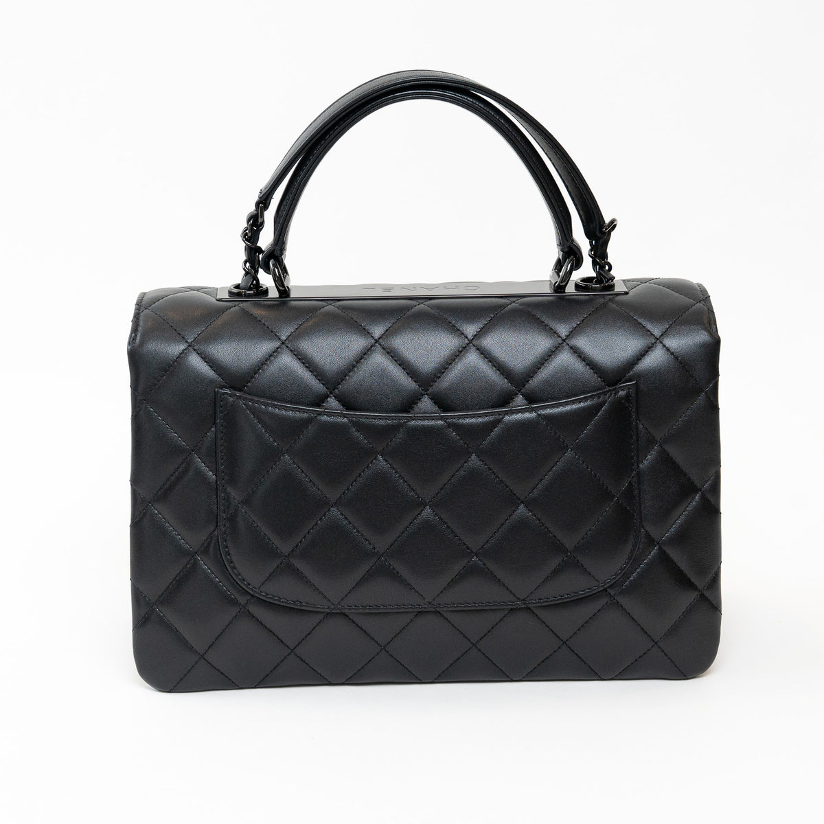 Pre-Loved Chanel™ Black Grained Quilted Leather Large Trendy Bag