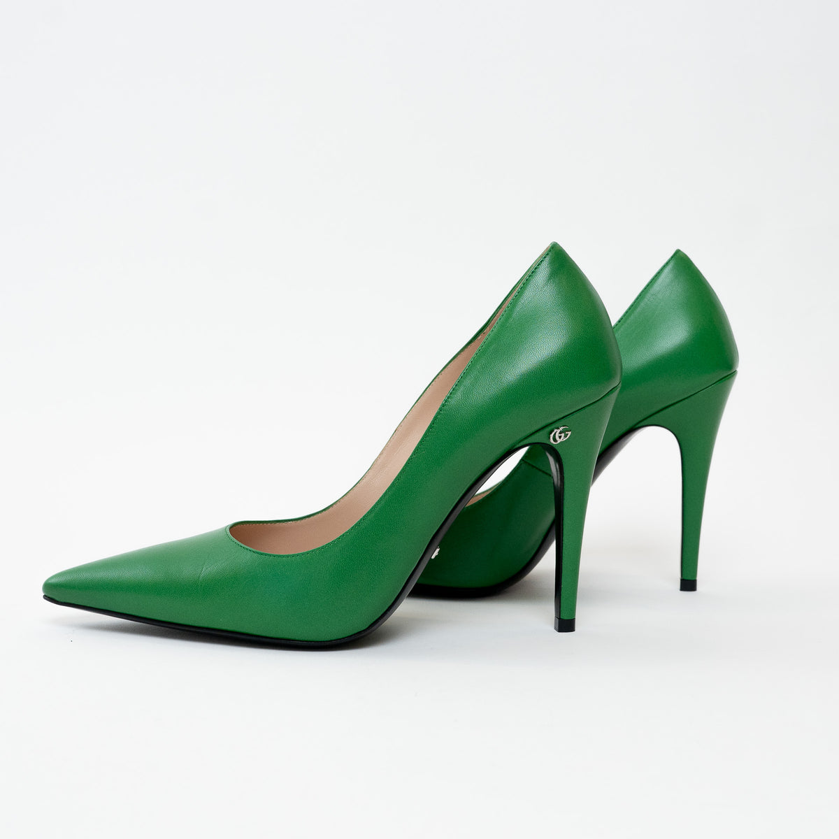 Gucci Green Grained Pump Heels Size 39.5
