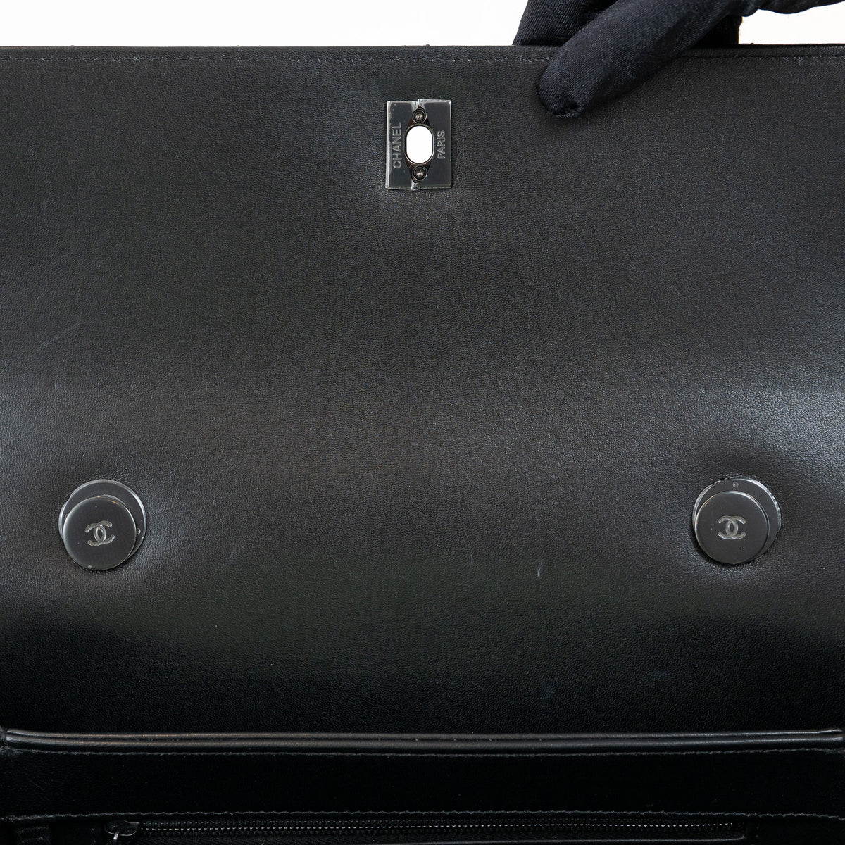 Pre-Loved Chanel™ Black Grained Quilted Leather Large Trendy Bag