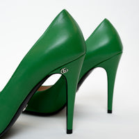 Gucci Green Grained Pump Heels Size 39.5