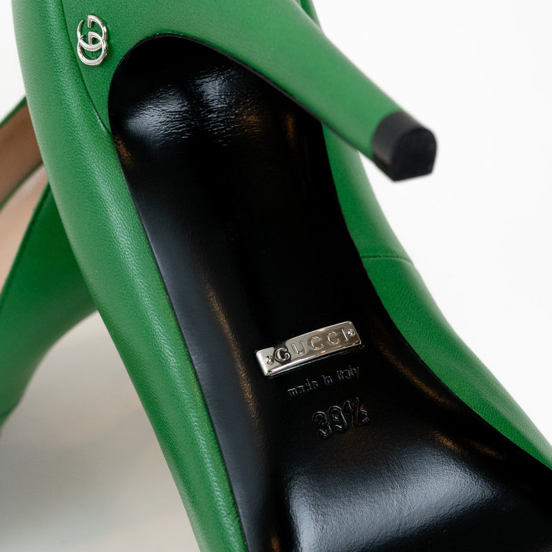 Gucci Green Grained Pump Heels Size 39.5