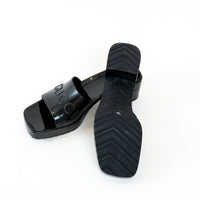 Gucci Black Embossed Block Heel Sandals Size 39